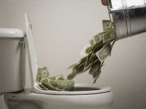 throwing money down the toilet